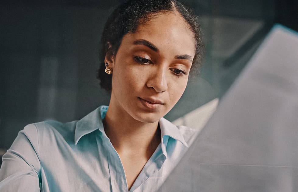 woman reviewing a loan application