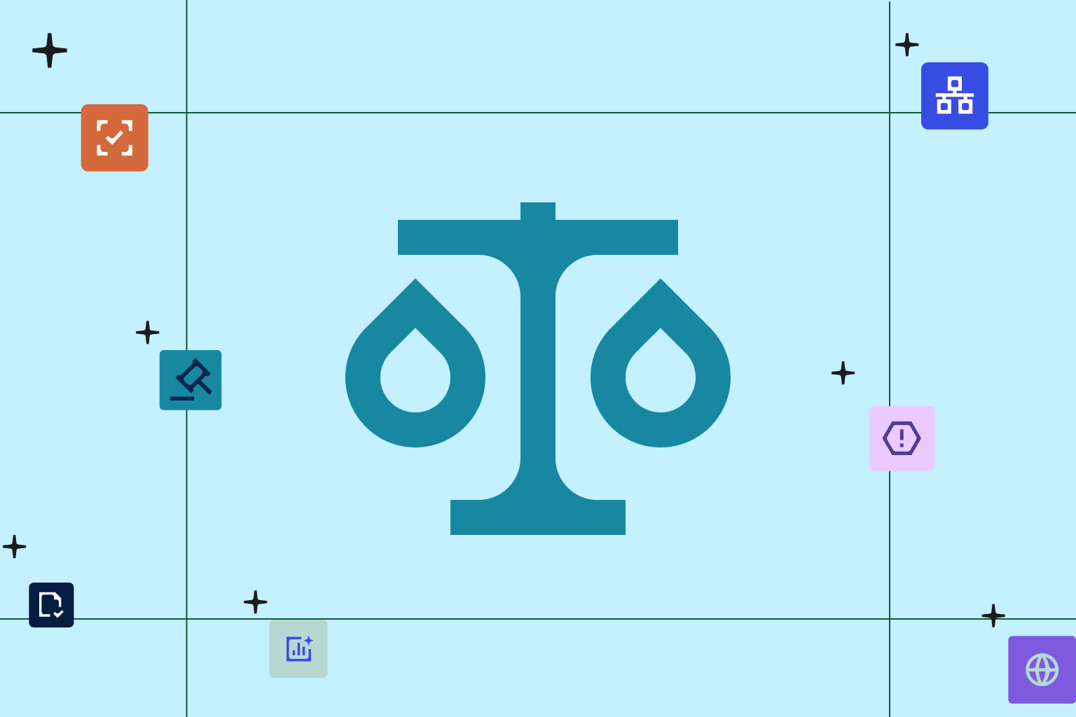 abacus icon surrounded by various risk checks