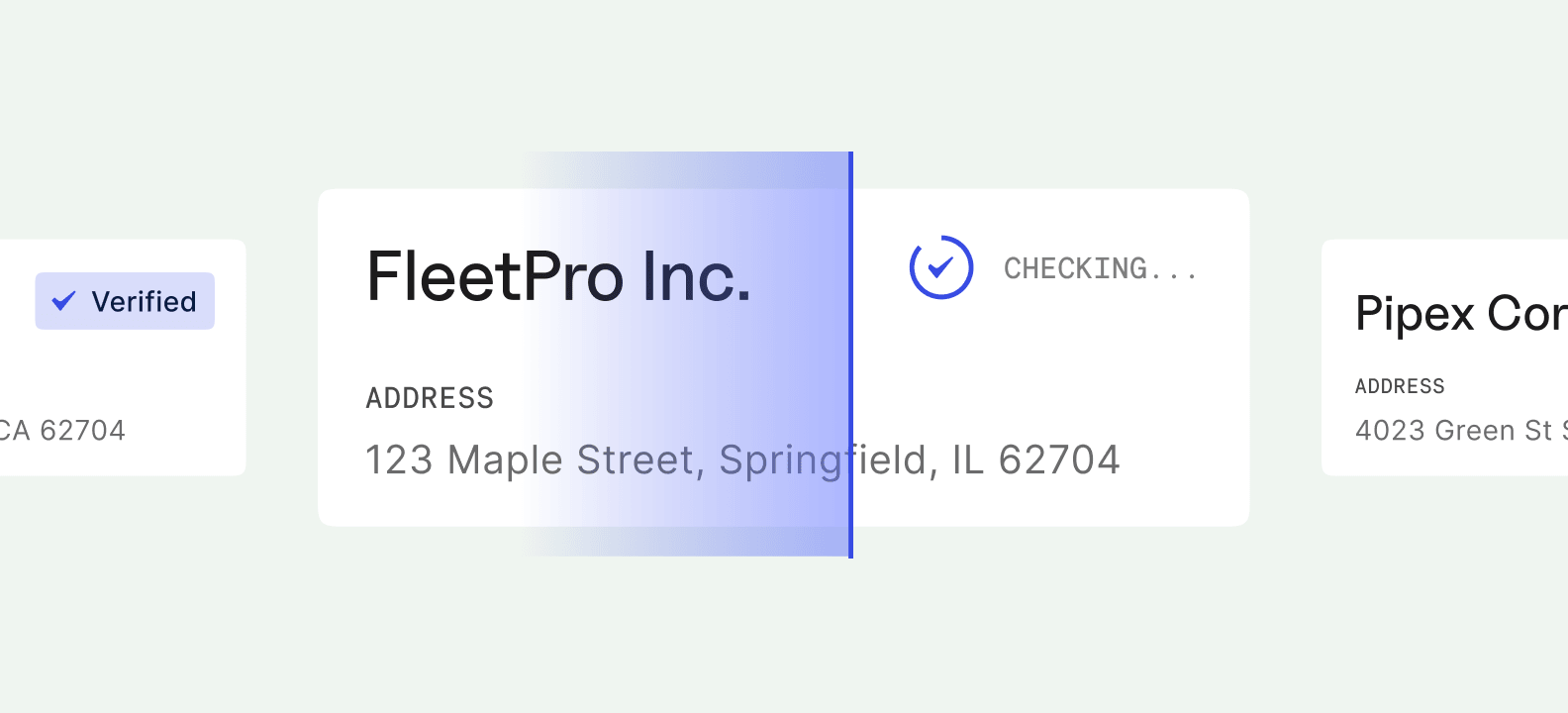 three companies being checked for business legitimacy